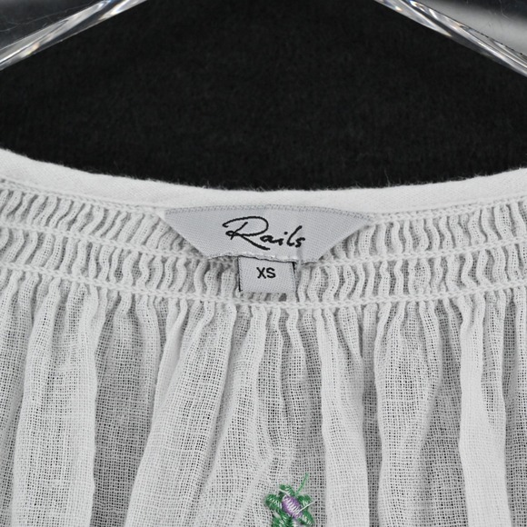 Rails Womens Mariah Embroidered Top Size XS Daisy Floral Linen Cottage Peasant - Picture 6 of 13